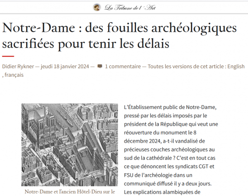 #drac,#inrap,#blogsylvieneidinger,notre dame de  paris,destructions archéologiques